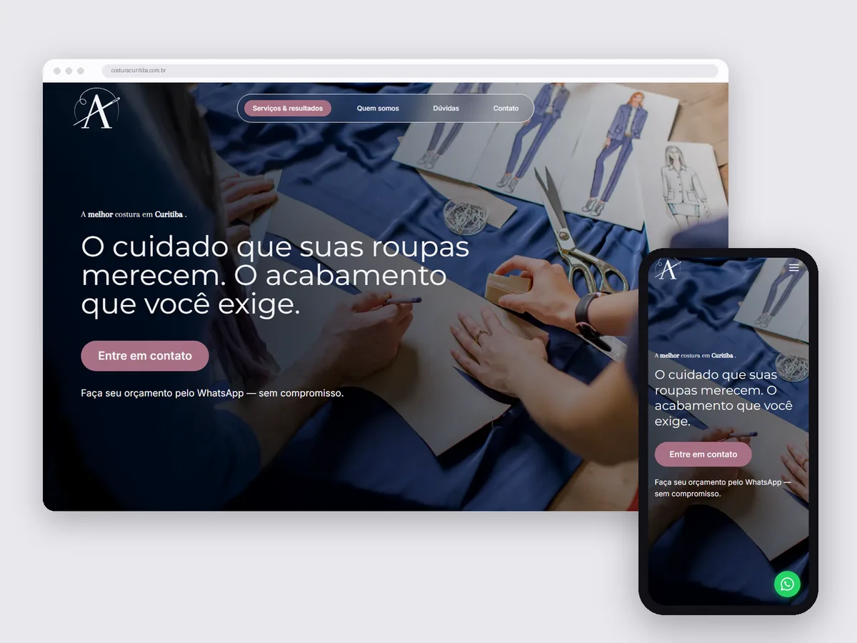 Landing page Agulha Mágica no computador e no celular