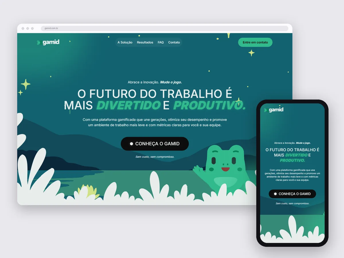 Landing page Gamid no computador e no celular